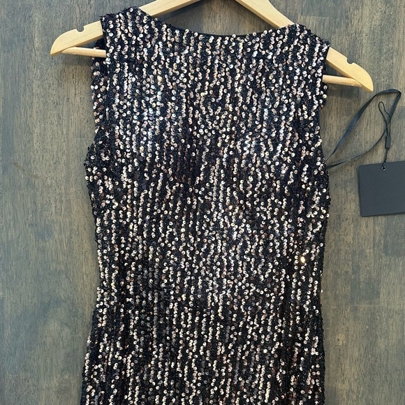 Mac Duggal Cowl Back Boat Neck Sequin Gown - Picture 4 of 8